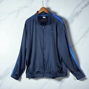 Nike Jacket Mens XXL Blue Polyester Track Full Zip Mock Neck Swoosh Logo Y2K